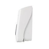 Frost 702 plastic manual foam soap/sanitizer dispenser in white, highlighting its sleek body, transparent level indicator, and ergonomic dispensing button.