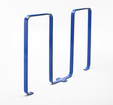 The Frost 2080-Blue outdoor steel bike rack, showcasing a secure, space-efficient design for five bicycles, in a vibrant blue finish.