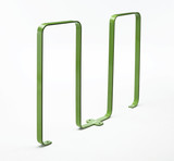 The Frost 2080-Green steel bike rack, with a capacity for five bikes, stands out in a bright green finish, offering both function and style for outdoor settings.