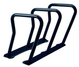 The Frost 2090-Black is a sturdy and stylish steel outdoor bike rack for six bicycles, featuring a sophisticated black finish and a design built for durability.