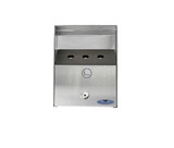 Stainless steel Frost 908 outdoor ashtray, heavy-duty and wall-mounted, designed for efficient cigarette disposal in compact spaces.