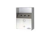 Stainless steel Frost 908 outdoor ashtray, heavy-duty and wall-mounted, designed for efficient cigarette disposal in compact spaces.