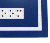 Frost 961 female washroom signage in a bold blue with white pictogram and Braille, ensuring clear and accessible directions for women's restrooms.