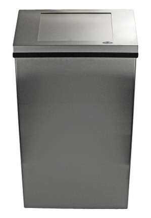 The Frost 304 NLS large wall-mounted waste receptacle in stainless steel, designed for durability and high-capacity waste management. Front View
