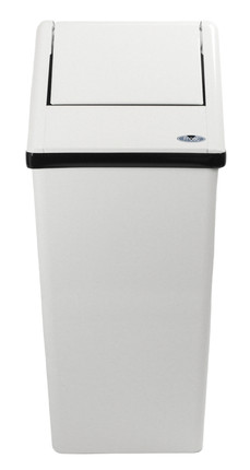 Frost 301 NL white medium waste receptacle with a fitted lid for indoor or outdoor use, showcasing durability and sleek design.
