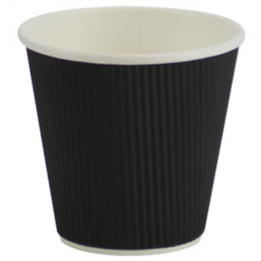 Paper Cup Hot Ripple - Black 8 0z. Squat 500/CS