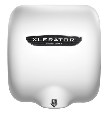 The White Epoxy Paint Xlerator Hand Dryer (XL-W), a sleek and efficient solution for commercial or public restrooms. Featuring a crisp white finish, this hand dryer offers efficient drying technology, hygienic touch-free operation, durable construction, energy-efficient performance, easy installation, and versatile application.