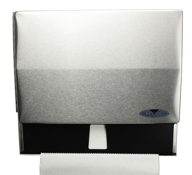 Frost 103 - Universal Roll and Single Fold Paper Towel Dispenser With Lock (Stainless Steel) Front