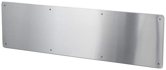 Frost 1118 Stainless Steel Kick Plate, offering superior door protection against wear and tear in a polished finish for a blend of functionality and style.