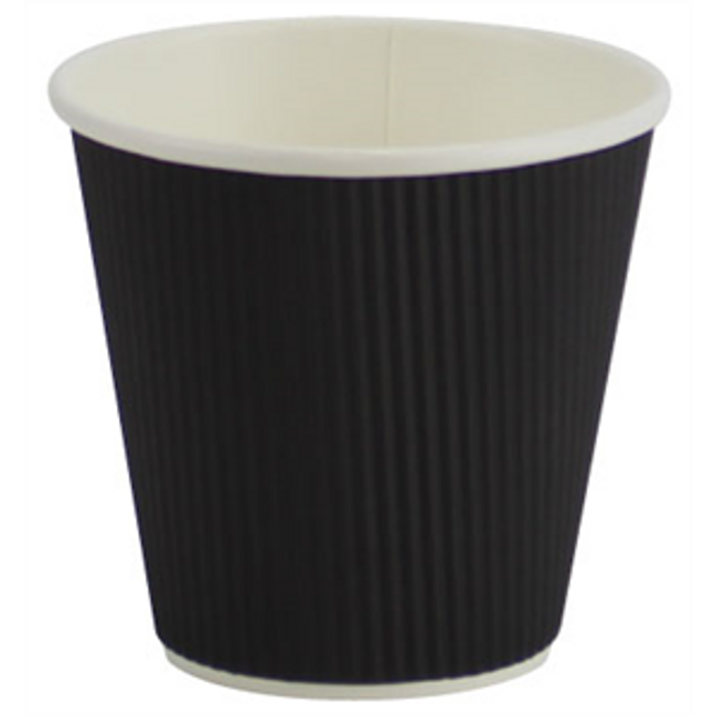 Paper Cup Hot Ripple - Black 8 0z. Squat 500/CS