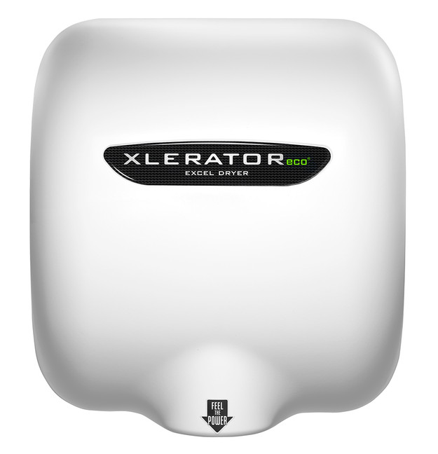 The Eco White Epoxy Paint Xlerator Hand Dryer (XL-W-ECO) combines sleek design with sustainable functionality, offering efficient hand drying without heat technology. Its crisp white finish enhances any restroom's modern aesthetic while promoting cleanliness and hygiene through touch-free operation. With durable construction and energy efficiency, this hand dryer is suitable for various settings, providing a timeless and environmentally conscious solution.