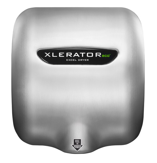 The Brushed Stainless Steel Eco Xlerator Hand Dryer (XL-SB-ECO) offers sophisticated and eco-conscious hand drying for commercial and public restrooms. Crafted from durable stainless steel, it combines modern design with efficient, energy-saving performance. Key features include efficient performance without heat technology, energy-efficient operation, hygienic touch-free design, stainless steel durability, sleek aesthetics, quick drying time, and easy installation