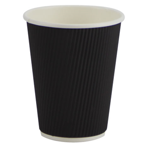 Paper Cup Hot RIpple - Black 12 oz 500/CS
