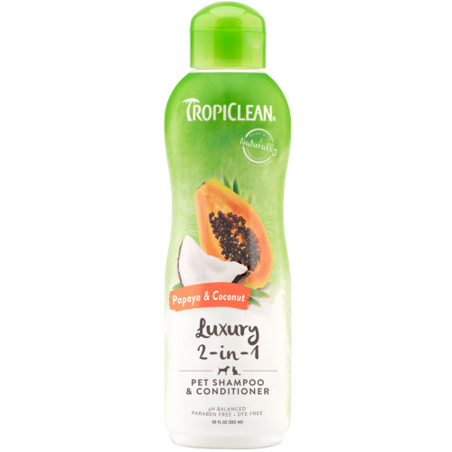 TropiClean Papaya & Coconut Luxury 2-in-1 Dog & Cat Shampoo & Conditioner 20 oz