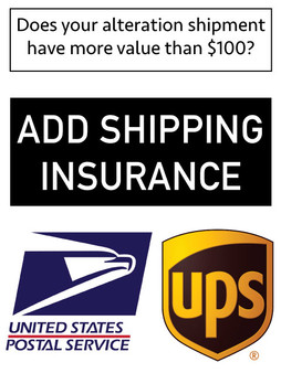 Denim alterations shipping insurance