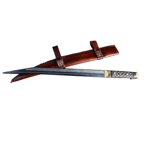 Deluxe Gold-Inlay Seax of Beagnoth with Wooden Wall Mount and Leather Scabbard – Deepeeka Primus Deluxe Gold-Inlay Seax of Beagnoth with Wooden Wall Mount and Leather Scabbard – Deepeeka Primus