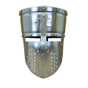 Templar Pot Helm with Faceplate – 16 Gauge – Deepeeka Templar Pot Helm with Faceplate – 16 Gauge – Deepeeka