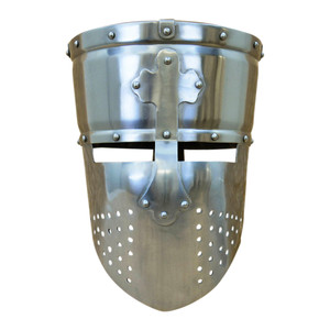 Templar Pot Helm with Faceplate – 18 Gauge – Deepeeka Templar Pot Helm with Faceplate – 18 Gauge – Deepeeka