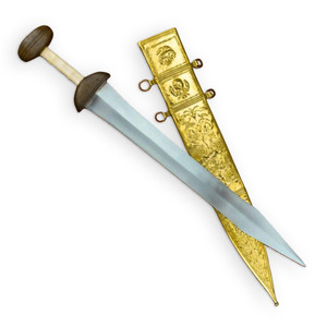 Roman Mainz Gladius with Brass Plated Scabbard – Deepeeka Roman Mainz Gladius with Brass Plated Scabbard – Deepeeka