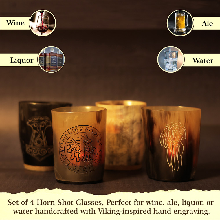 Norse Alley Viking Drinking Horn Shot Glass | Votives set of 4