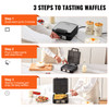 VEVOR Waffle Maker, 4 Slices per Batch, 1200W Square Waffle Iron, Non-Stick Waffle Baker Machine with 122-572? / 50-300? Temperature Range Teflon-Coated Baking Pans Stainless Steel Body, 120V