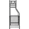 VEVOR Sports Equipment Garage Organizer, Rolling Ball Storage Cart on Wheels, Basketball Rack with Baskets & Hooks, Indoor/Outdoor Sports Gear and Toys Storage, Steel Sports Equipment Organizer, Black