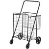 VEVOR Folding Shopping Cart, Jumbo Grocery Cart with Double Baskets, 360° Swivel Wheels, Heavy Duty Utility Cart, 110 LBS Large Capacity Utility Cart for Laundry, Shopping, Grocery, Luggage