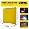 VEVOR Welding Screen with Frame 6' x 6', Welding Curtain with 4 Wheels, Welding Protection Screen Yellow Flame-Resistant Vinyl, Portable Light-Proof Professional