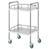 VEVOR Lab Rolling Cart, 2-Shelf Stainless Steel Rolling Cart, Lab Serving Cart with Swivel Casters, Dental Utility Cart for Clinic, Lab, Hospital, Salon, 15.16"x21.57"x34.06"