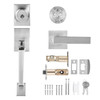 VEVOR Front Door Handle and Deadbolt Set, Satin Nickel Square Handle Set with Lever Door Handle, Single Cylinder Entry Door Handle with Reversible for Right and Left Handed Entrance and Front Door