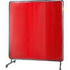 VEVOR Welding Screen with Frame 6' x 6', Welding Curtain with 4 Wheels, Welding Protection Screen Red Flame-Resistant Vinyl, Portable Light-Proof Professional