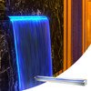 VEVOR Pool Fountain Stainless Steel Pool Waterfall 35.4" x 4.5" x 3.1"(W x D x H) with LED Strip Light Waterfall Spillway with Pipe Connector Rectangular Garden Outdoor