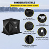 VEVOR 2-3 Person Ice Fishing Shelter, Pop-Up Portable Insulated Ice Fishing Tent, Waterproof Oxford Fabric