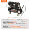 VEVOR 7HP Gas Powered Air Compressor, 21 Gallon Horizontal Air Compressor Tank, 9CFM@115PSI Gas Driven Piston Pump Air Compressed System with 115PSI Max Pressure for Construction Sites Workshop