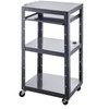 VEVOR Steel AV Cart, 27-41" Height Adjustable Media Cart with 19" x 14" Retracting Keyboard Tray, 24" x 18" Presentation Cart with 3 Shelves, 150 lbs Weight Capacity Suitable for Office and School