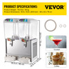 VEVOR 110V Commercial Beverage Dispenser,9.5 Gallon 36L 2 Tanks Juice Dispenser Commercial,18 Liter Per Tank 300W Stainless Steel Food Grade Material Ice Tea Drink Dispenser Equipped with Thermostat Controller