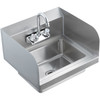 VEVOR Commercial Hand Sink with Faucet and Side Splash, NSF Stainless Steel Sink for Washing, Small Hand Washing Sink, Wall Mount Hand Basin for Restaurant, Kitchen, Bar, Garage and Home, 17x12.8 inch