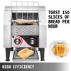 VEVOR Commercial Conveyor Toaster, 150 Slices / Hour, 1340W Stainless Steel Heavy Duty Industrial Toasters w/ 7 Speed Options, Countertop Electric Restaurant Equipment for Bun Bagel Bread Baked Food