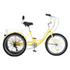 VEVOR Adult Tricycles Bike, 7 Speed Adult Trikes, 24 Inch Three-Wheeled Bicycles, Carbon Steel Cruiser Bike with Basket and Adjustable Seat, Picnic Shopping Tricycles for Seniors, Women, Men (Yellow)
