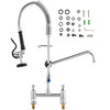 VEVOR Commercial Faucet with Pre-Rinse Sprayer, 26" Height, 8" Center, 12" Swing Spout, Deck Mount Kitchen Sink Faucet, Brass Constructed Device with Pull Down Spray, for 1/2/3 Compartment Sink