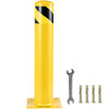 VEVOR Safety Bollard 24"x4.5" Safety Barrier Bollard 4-1/2" OD 24" Height Yellow Powder Coat Pipe Steel Safety Barrier with 4 Free Anchor Bolts for Traffic-Sensitive Area