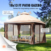 VEVOR Patio Gazebo for 10-12 Person, 10 x 13 FT Backyard Gazebo, with Mosquito Netting, Metal Frame, and PU Coated 180G Polyester, Outdoor Canopy Shelter for Patio, Backyard, Lawn, Garden, Deck