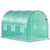 VEVOR Walk-in Tunnel Greenhouse, 9.8 x 6.6 x 6.6 ft Portable Plant Hot House w/ Galvanized Steel Hoops, 1 Top Beam, Diagonal Poles, Zippered Door & 6 Roll-up Windows, Green