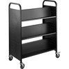 VEVOR Book Cart, 200LBS Library Cart, 49.2''x35.4''x18.9'' Rolling Book Cart, Double Sided W-Shaped Sloped Shelves with Lockable Wheels for Home Shelves Office School Book Truck Black