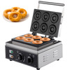 VEVOR 110V Commercial Waffle Donut Machine 6 Holes Double-Sided Heating 50-300?, Electric Doughnut Maker 1550W, Non-stick Donut MakerTeflon-Coating for Professional Kitchen (Depth:0.55",Dia:2.95")
