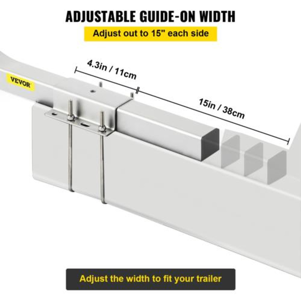 VEVOR Boat Trailer Guide on, 2PCS, Short Bunk Guide-Ons Steel Trailer Guides w/C