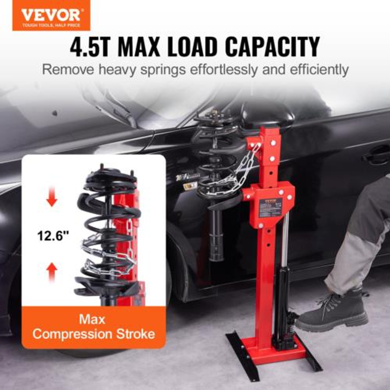 VEVOR Strut Spring Compressor, 4.5 Ton/9920 LBS Hydraulic Jack Capacity, 1 Ton R