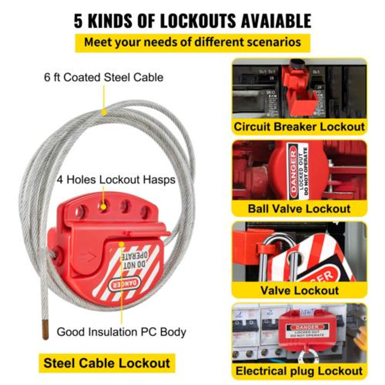 VEVOR 43 PCS Lockout Tagout Kits, Electrical Safety Loto Kit Includes Padlocks, 