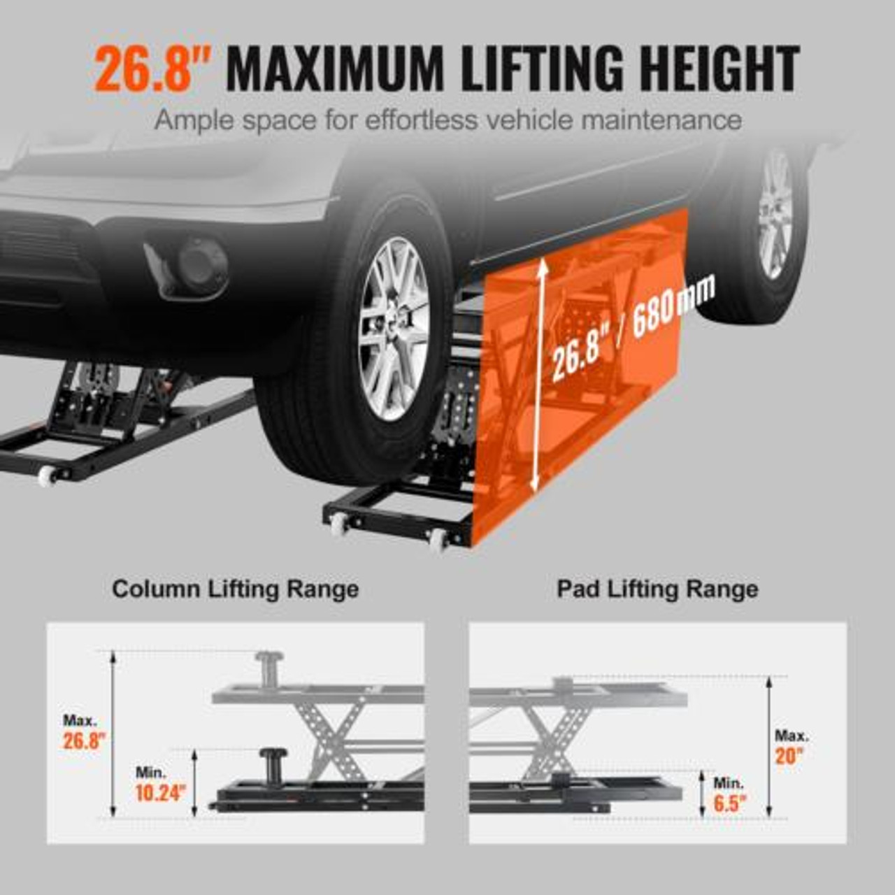 VEVOR Car Lift, 7,000 LBS Capacity Portable Car Lift, with Extended-Length Plate