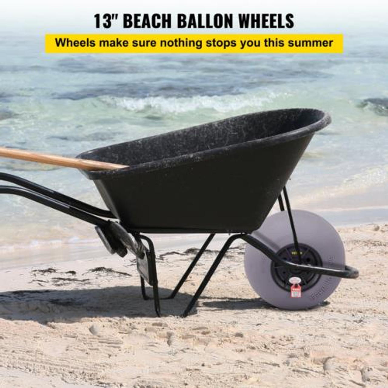 VEVOR Beach Balloon Wheels, 13" Replacement Sand Tires with 32" Stainless Steel 